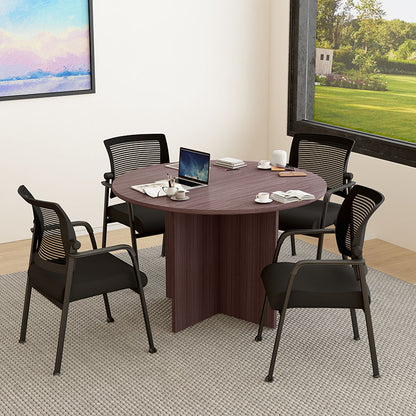 Boss Office Products 47"W Executive Round Conference Table And Chairs, Driftwood