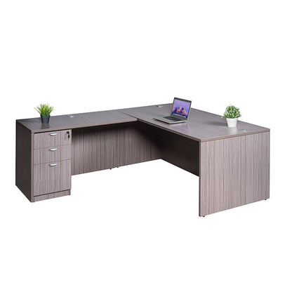 Boss 66 Inch Desk, Executive L-Shape Corner Desk with File Storage Pedestal