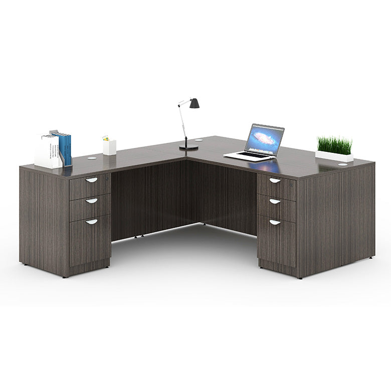 Boss 71 Inch Executive L-Shape Corner Desk with Dual File Storage Pedestals