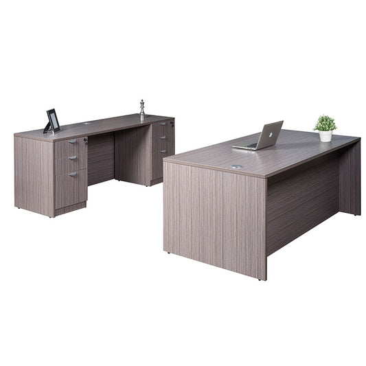 Boss Office Suite, 66 Inch Desk and Credenza with Dual File Storage Pedestals