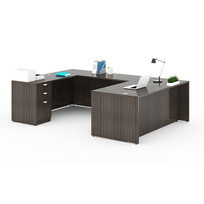 Boss 66 Inch Executive U-Shape Desk with File Storage Pedestal