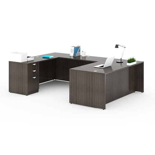 Boss 71 Inch Executive U-Shape Desk with File Storage Pedestal