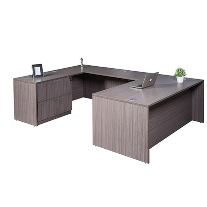 Boss 66 Inch Executive U-Shape Desk with Lateral File and Credenza