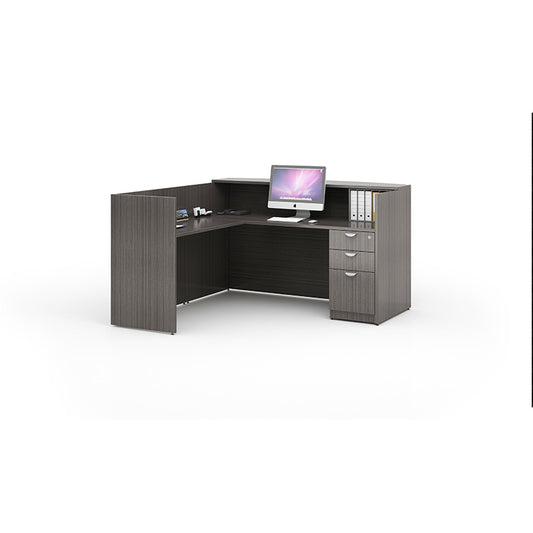 Boss 71 Inch Reception L-Shape Corner Desk with File Storage Pedestal