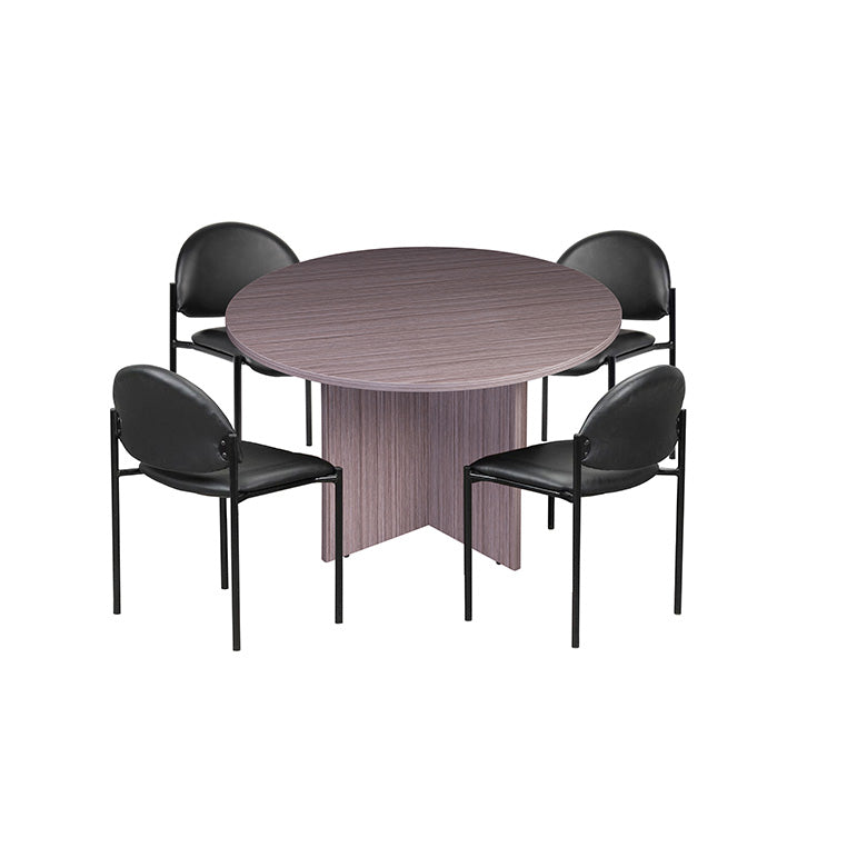 Boss 42"W Executive Round Conference Table And Chairs