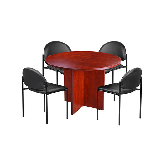 Boss 42-inch Conference Table and Stackable Chair Set