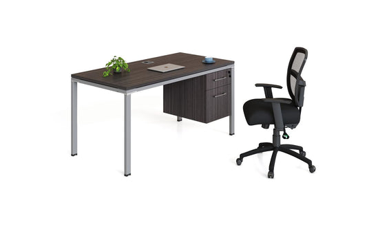 Boss Office Single Desk with Pedestal, 48" x 24" Desk Top