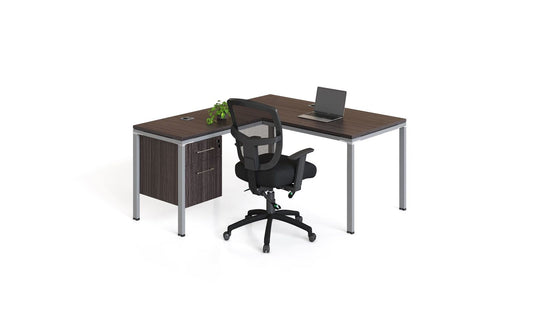 Boss Office L Desk with Return and 1 Pedestal, Desk Top