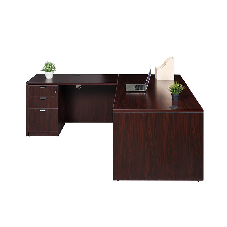 Boss 66 Inch Desk, Executive L-Shape Corner Desk with File Storage Pedestal