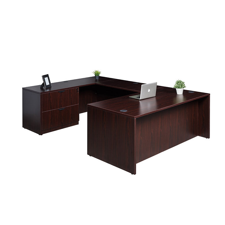 Boss 66 Inch Executive U-Shape Desk with Lateral File and Credenza