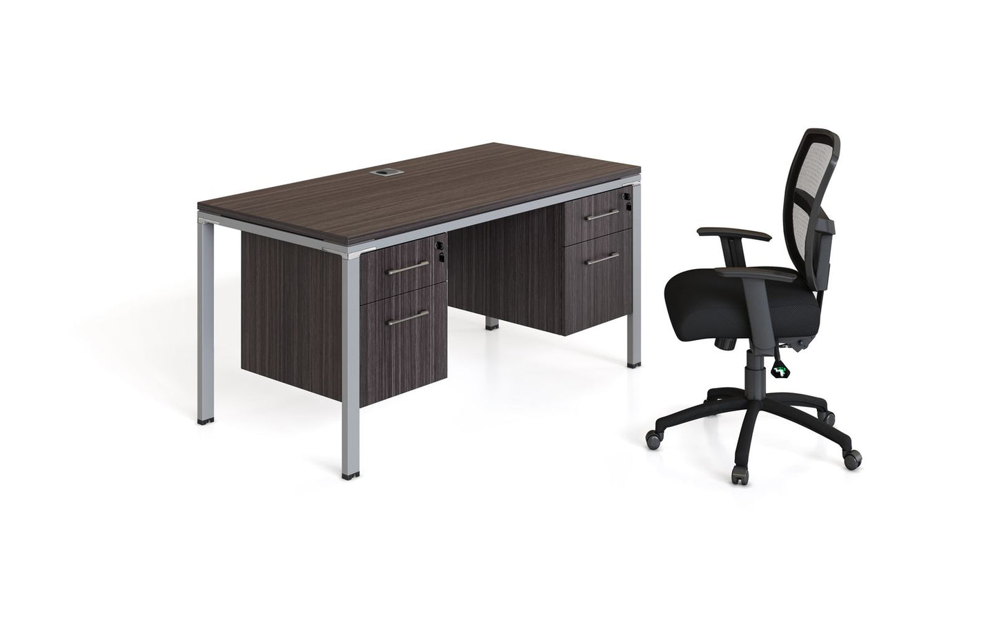 Boss Products Single Desk With 2 Pedestals, 60" X 24" Desk Top