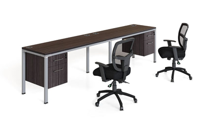 Boss Office Double Desk, Side by Side with 2 Pedestals, 66" x 30" Desk Top