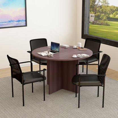 Boss Office Products 47"W Executive Round Conference Table And Chairs, Driftwood