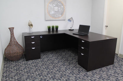 Boss 71 Inch Executive L-Shape Corner Desk with Dual File Storage Pedestals