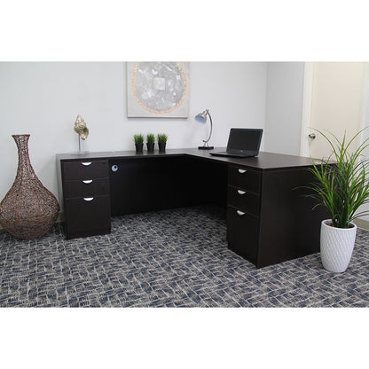 Boss 66 Inch Executive L-Shape Corner Desk with Dual File Storage Pedestals