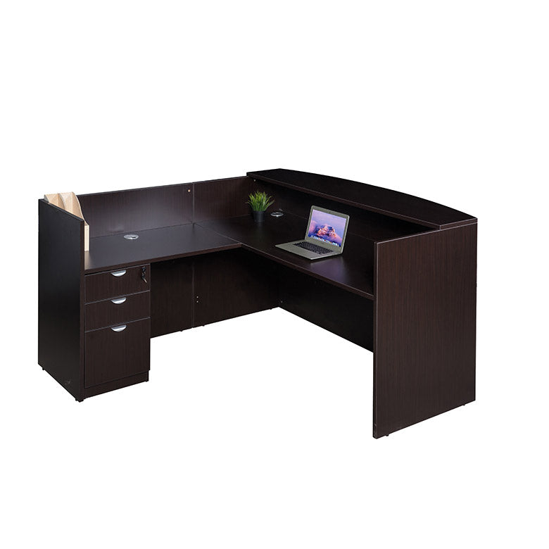 Boss 71 Inch Reception L-Shape Corner Desk with File Storage Pedestal