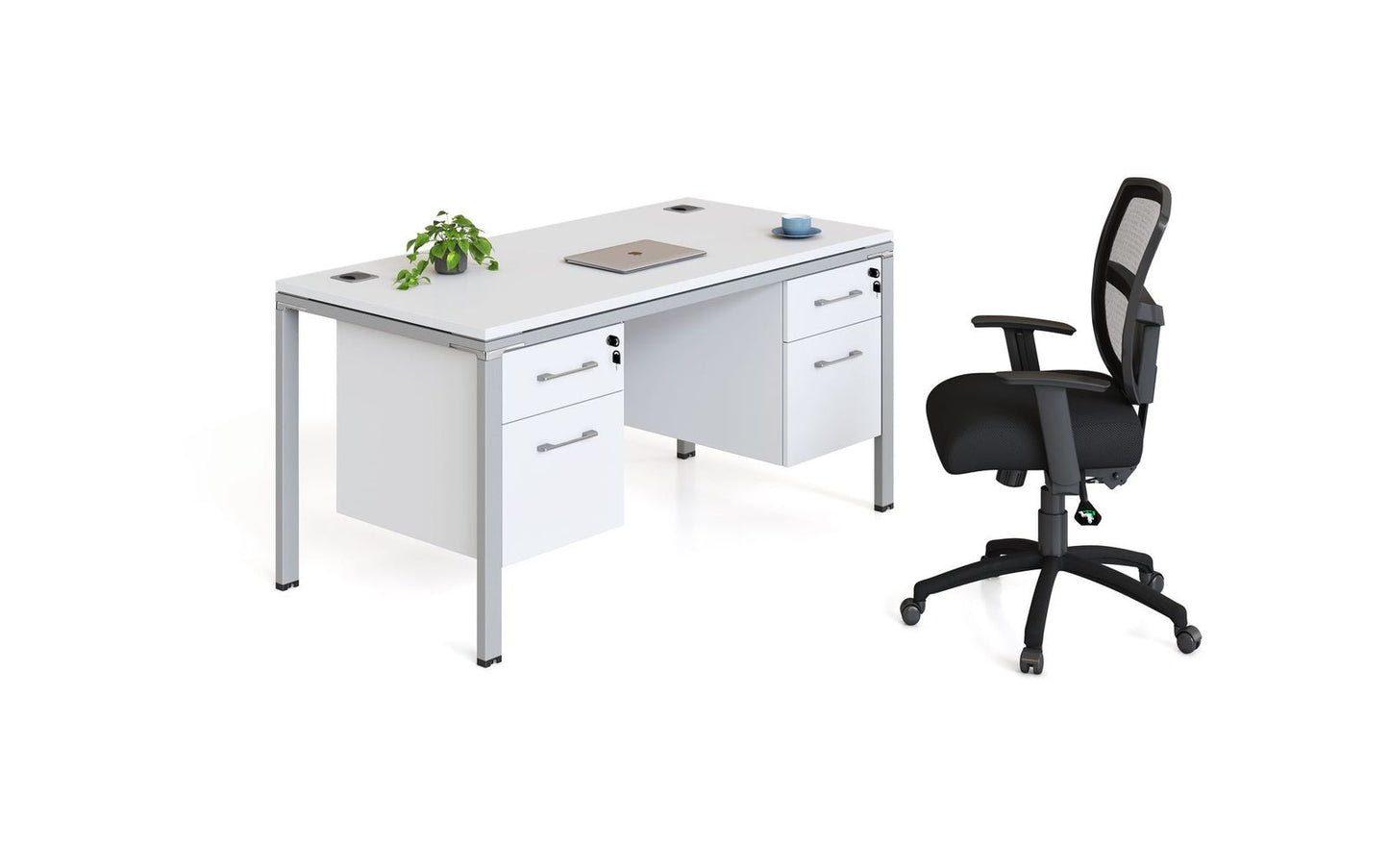 Boss Office Single Desk with 2 Pedestals, 71" x 30"Desk Top