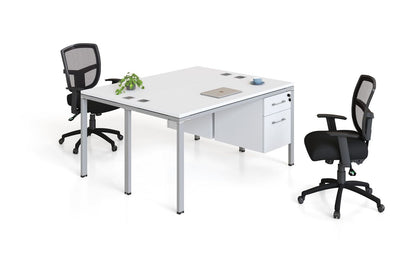 Boss Office Double Desk, Face to Face with 2 Pedestals,  71" x 30"Desk Top