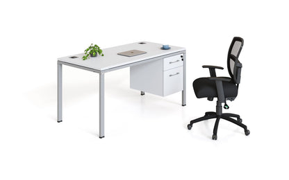 Boss Office Single Desk with Pedestal, 66" x 30" Desk Top