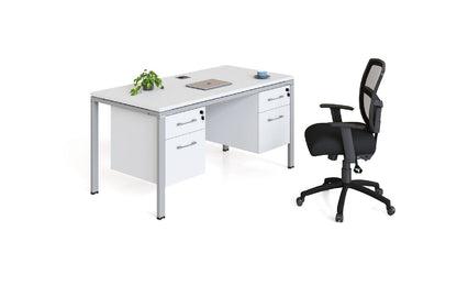 Boss Products Single Desk With 2 Pedestals, 60" X 24" Desk Top