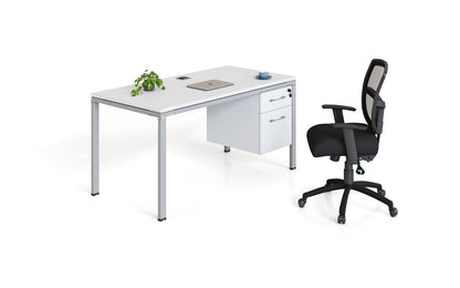 Boss Office Single Desk with Pedestal, 60" x 24" Desk Top