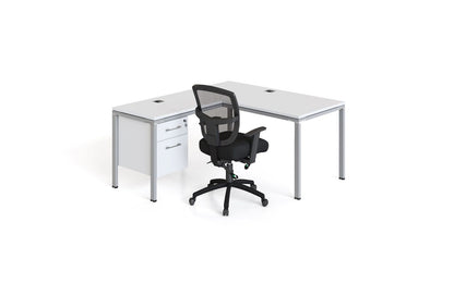 Boss Office L Desk with Return and 1 Pedestal, Desk Top