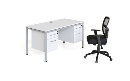 Boss Office Single Desk with 2 Pedestals, 66" x 24" Desk Top