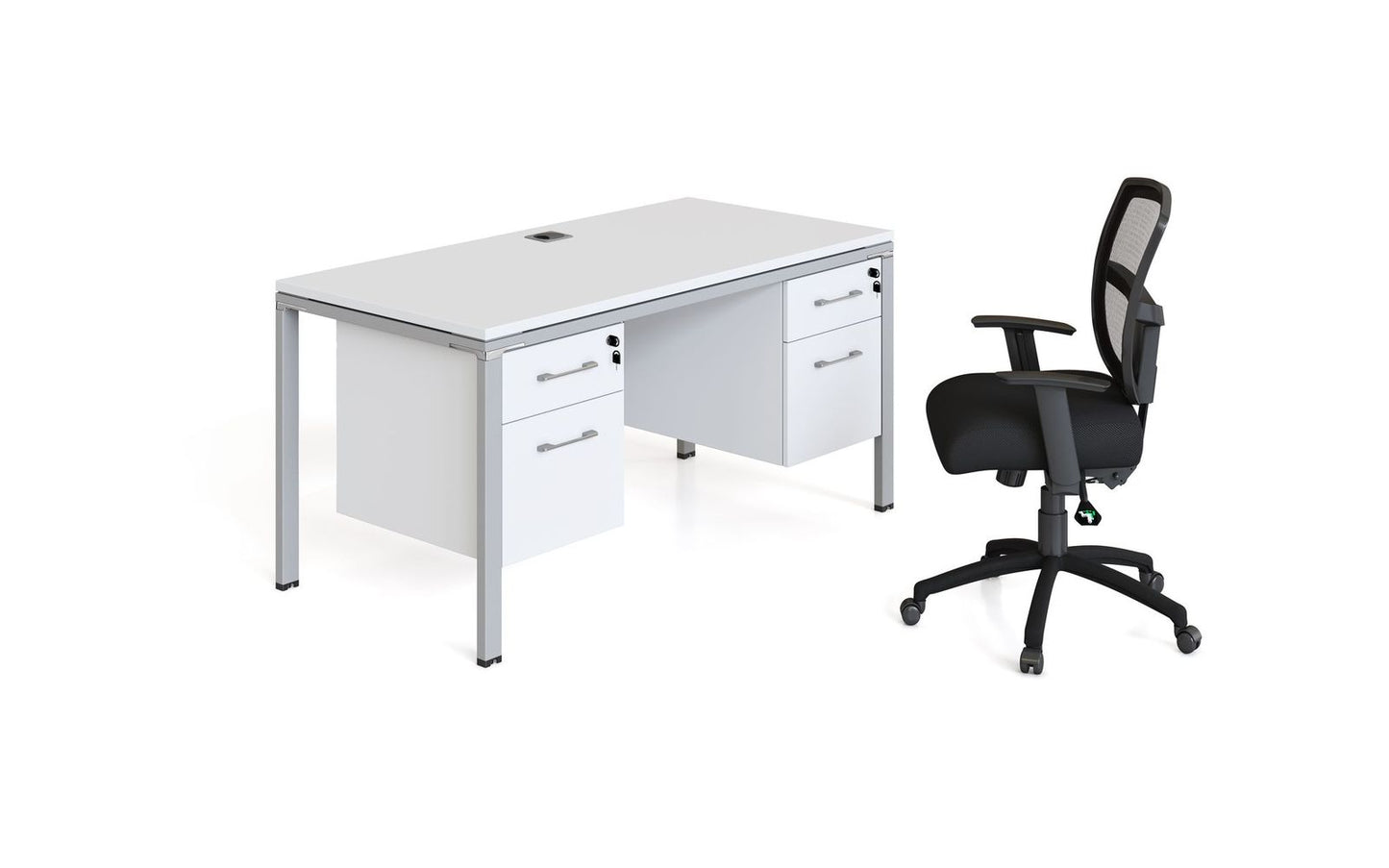 Boss Products Single Desk With 2 Pedestals, 60" X 24" Desk Top