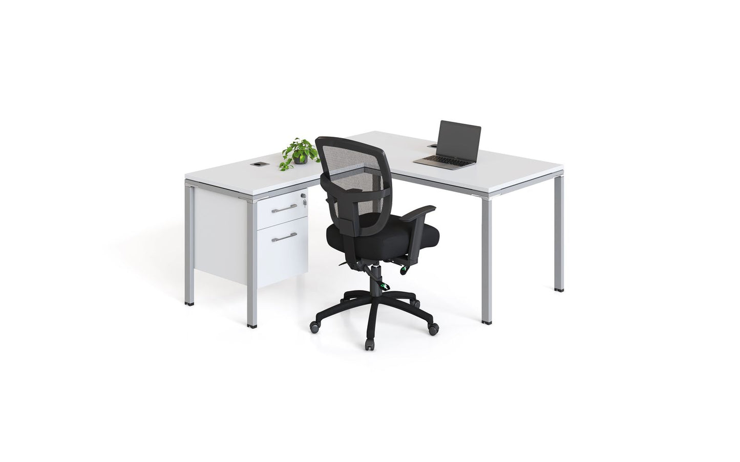 Boss Office L Desk with Return and 1 Pedestal, Desk Top