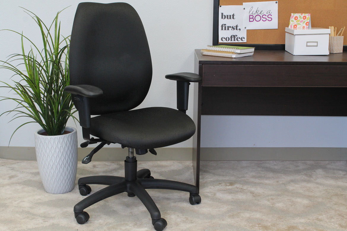 Boss High-Back Task Chair with Adjustable Arms, Black