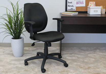 Boss Mid-Back Task Chair with Adjustable Arms, Black