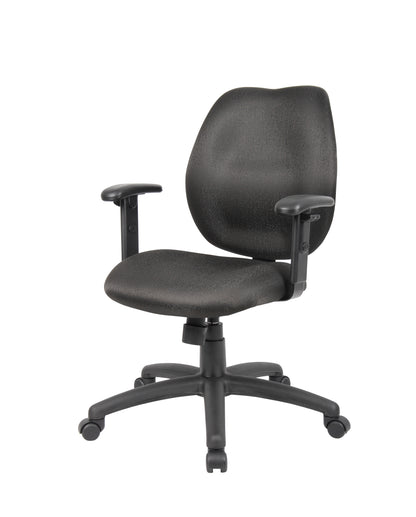 Boss Mid-Back Task Chair with Adjustable Arms, Black