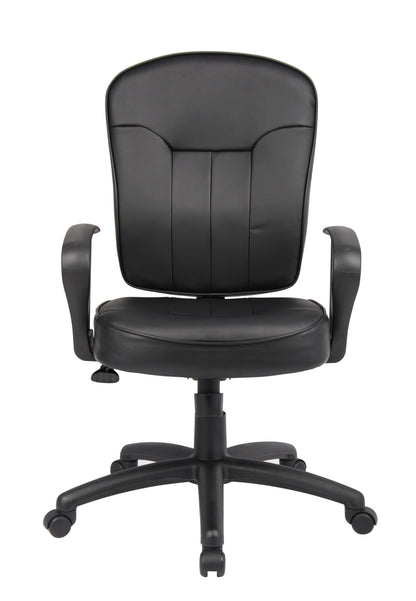 Boss Black Leather Task Chair W/ Loop Arms