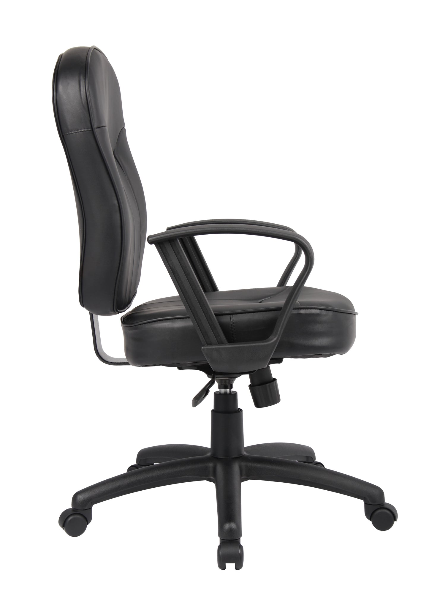 Boss Black Leather Task Chair W/ Loop Arms