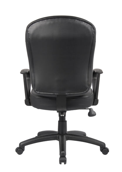 Boss Black Leather Task Chair W/ Loop Arms