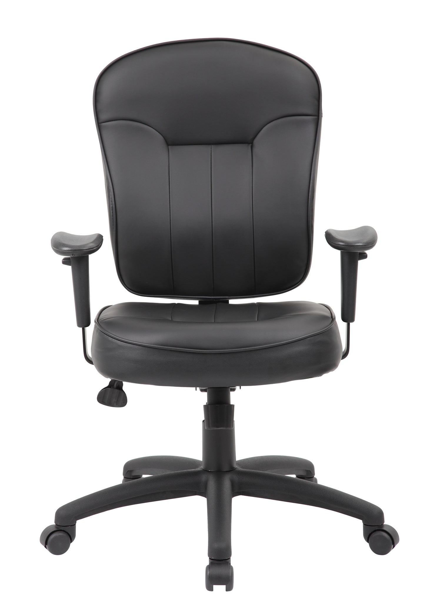 Boss Black Leather Task Chair W/ Adjustable Arm