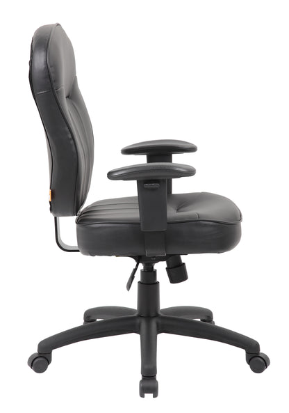 Boss Black Leather Task Chair W/ Adjustable Arm