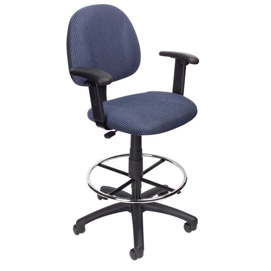 Boss Ergonomic Works Adjustable Drafting Chair with Adjustable Arms and Removable Foot Rest, Blue