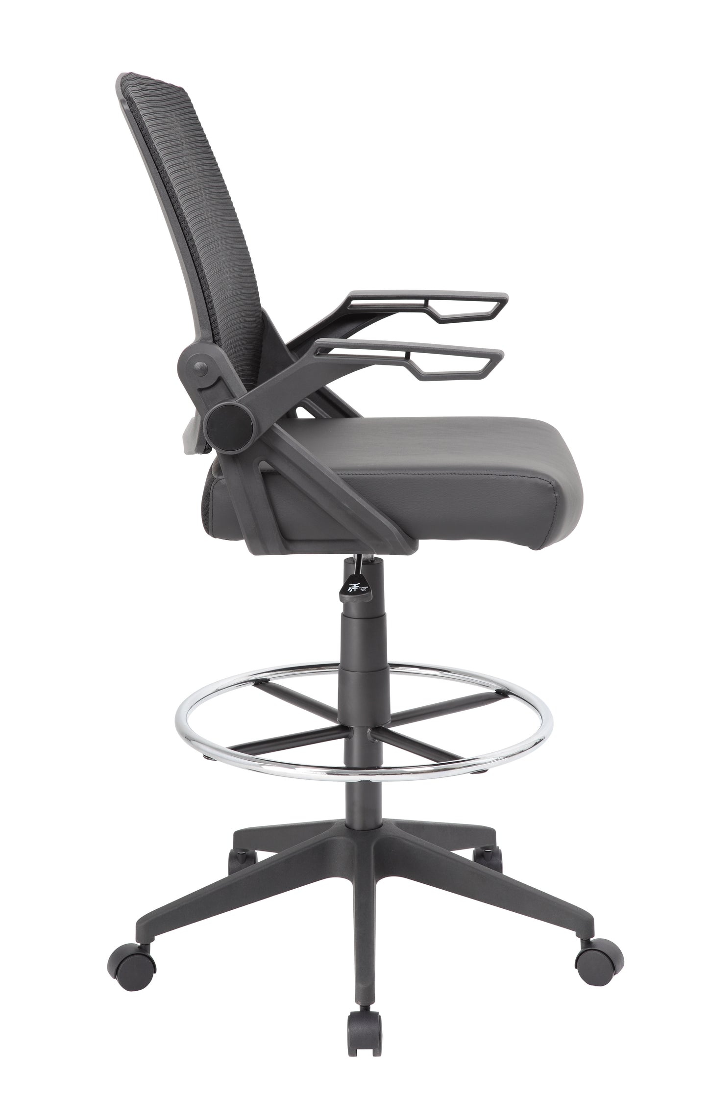 Boss Black Flip Arm Mesh Drafting Stool