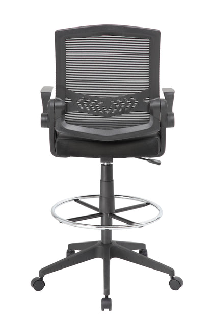 Boss Black Flip Arm Mesh Drafting Stool