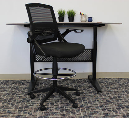 Boss Black Flip Arm Mesh Drafting Stool