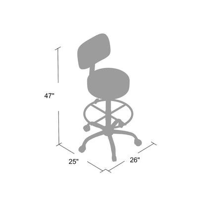 Boss Be Well Medical Spa Professional Adjustable Drafting Stool with Back and Removable Foot Rest Beige