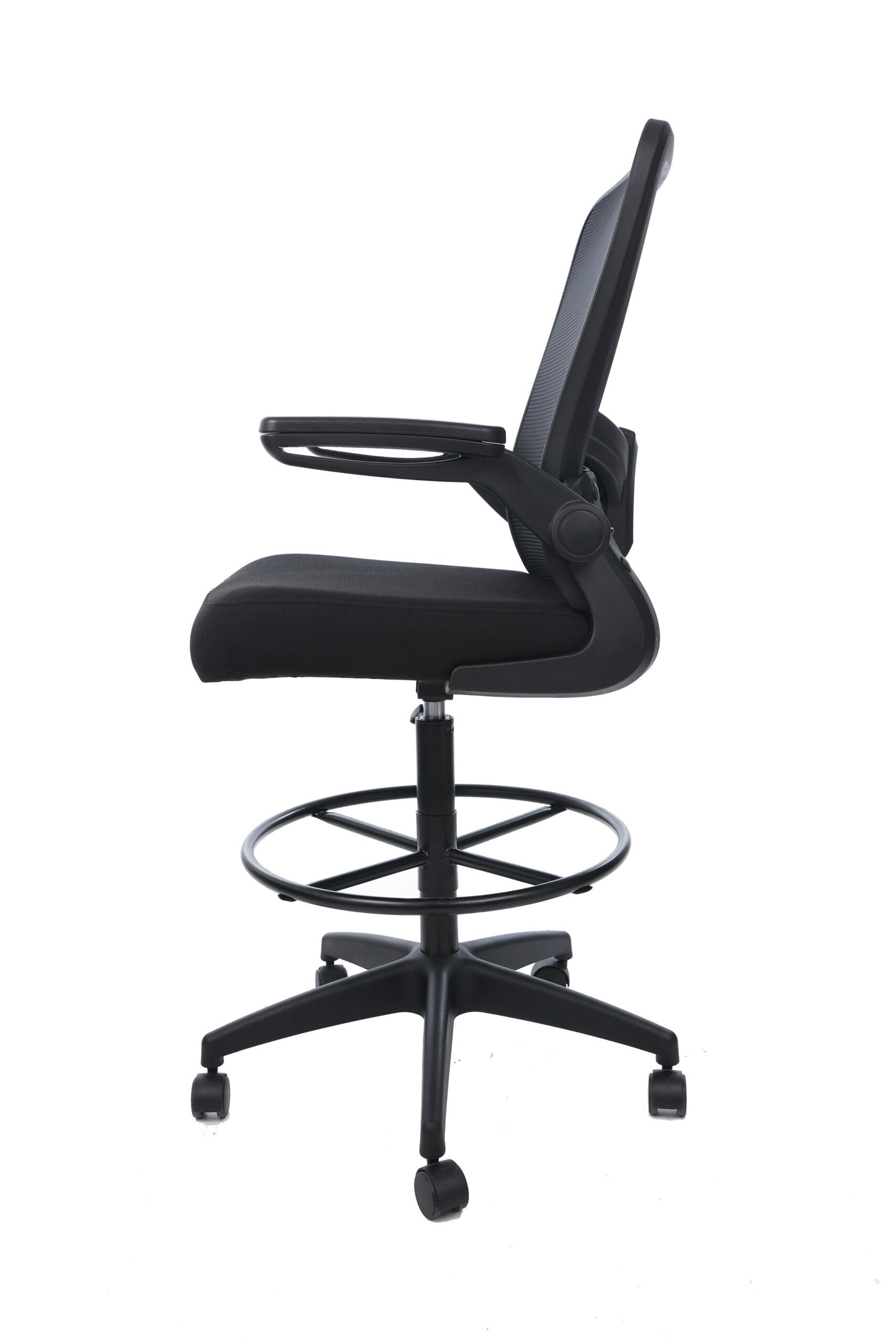 Boss Black Mesh, Flip Arm, Stool, Black Frame