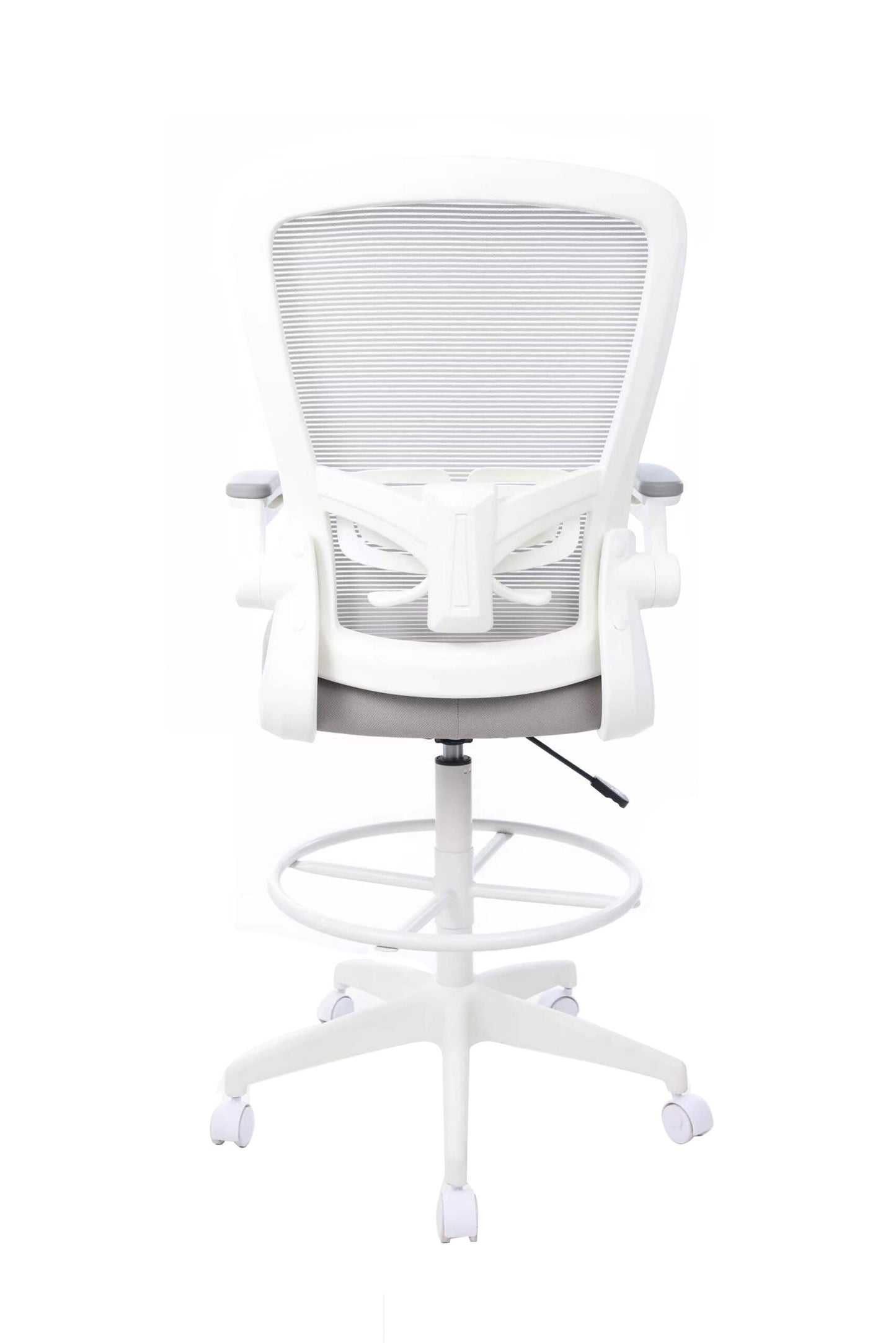 Boss Grey Mesh, Flip Arm, Stool, White Frame