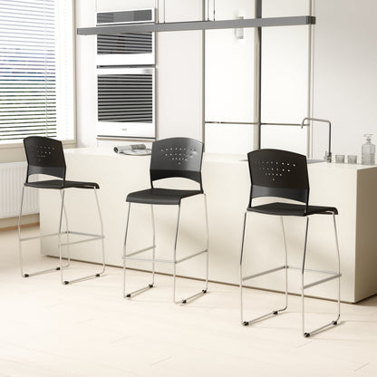 Boss Black Stack Stool With Chrome Frame (set of 2)