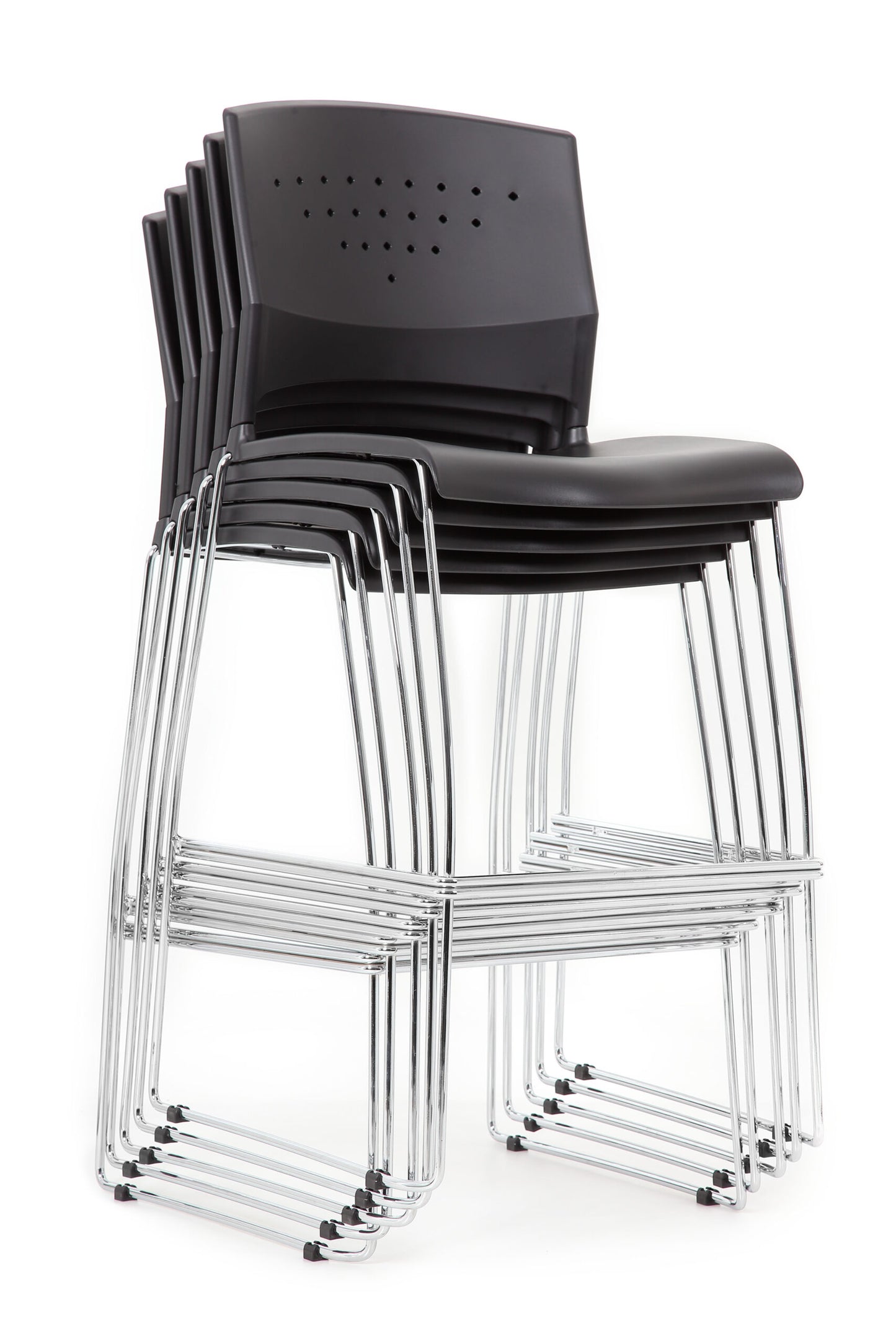 Boss Black Stack Stool With Chrome Frame (set of 2)