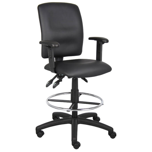 Boss Multi-Function LeatherPlus Drafting Stool W/ Adjustable Arms