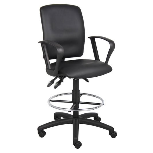 Boss Multi-Function LeatherPlus Drafting Stool W/ Loop Arms