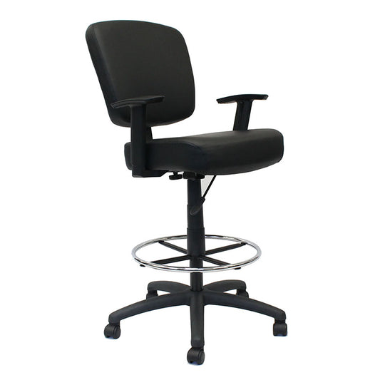 Boss 300 lb Heavy Duty Office Stool w/Adj Armrest, Black