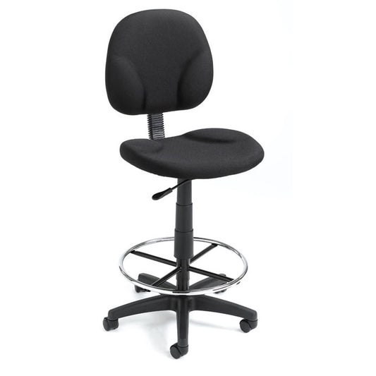 Boss Stand Up Fabric Drafting Stool with Foot Rest, Black